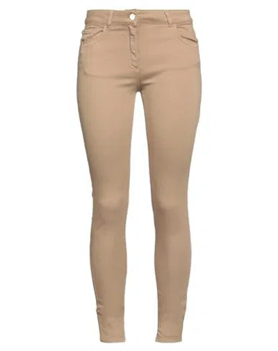 Nenette Woman Jeans Khaki Size 27 Cotton, Elastomultiester, Elastane In Beige