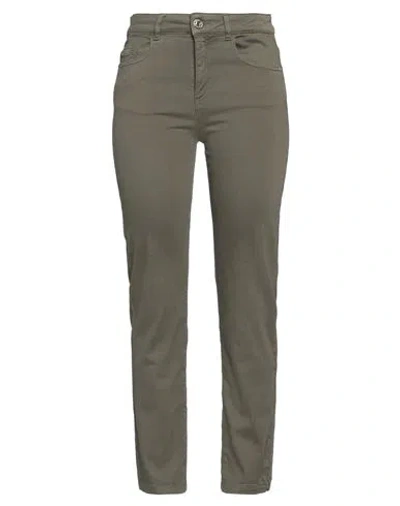 Nenette Woman Jeans Military Green Size 26 Cotton, Elastane In Green