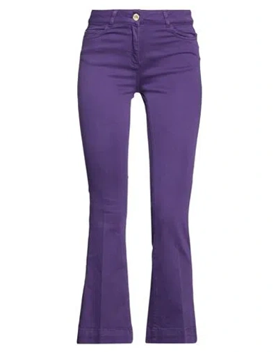 Nenette Woman Jeans Purple Size 25 Cotton, Elastomultiester, Elastane