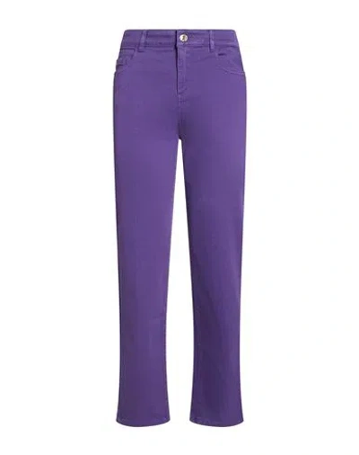 Nenette Woman Jeans Purple Size 33 Cotton, Elastane
