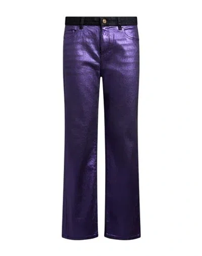 Nenette Woman Jeans Purple Size 6 Cotton, Elastane