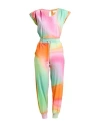Nenette Woman Jumpsuit Light Green Size S Cotton, Elastane In Multi