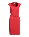Nenette Woman Midi Dress Red Size 6 Polyester, Elastane In Red