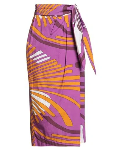 Nenette Woman Midi Skirt Mauve Size 4 Cotton In Purple