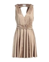 Nenette Woman Mini Dress Sand Size 6 Polyester In Gold