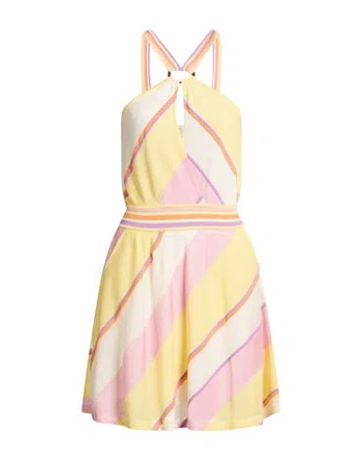 Nenette Woman Mini Dress Yellow Size M Viscose, Polyester In Multi