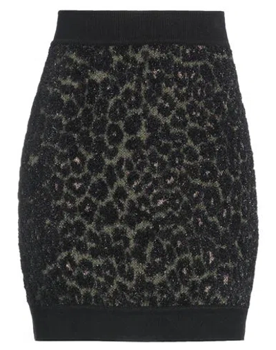 Nenette Woman Mini Skirt Black Size M Viscose, Pbt - Polybutylene Terephthalate, Polyamide, Metallic