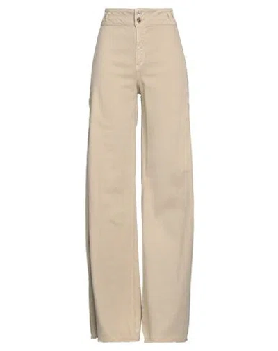 Nenette Woman Pants Beige Size 26 Cotton, Organic Cotton, Elastomultiester, Elastane In Neutral
