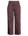 Nenette Woman Pants Burgundy Size 10 Cotton, Elastane In Red