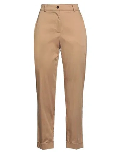 NENETTE NENETTE WOMAN PANTS CAMEL SIZE 4 COTTON, ELASTANE