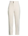 Nenette Woman Pants Cream Size 10 Polyester, Elastane In White