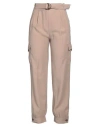 Nenette Woman Pants Khaki Size 4 Viscose, Polyester In Beige
