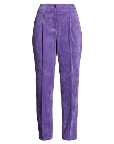 Nenette Woman Pants Purple Size 6 Polyester, Polyamide, Elastane