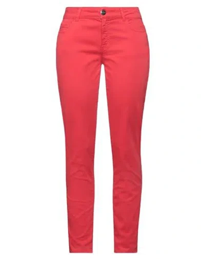 NENETTE NENETTE WOMAN PANTS RED SIZE 29 COTTON, ELASTANE