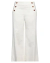Nenette Woman Pants White Size 10 Cotton, Elastane In White
