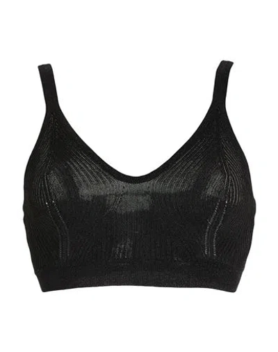 Nenette Woman Top Black Size M Viscose, Metallic Fiber