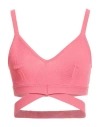 Nenette Woman Top Coral Size S Viscose, Polyamide In Pink