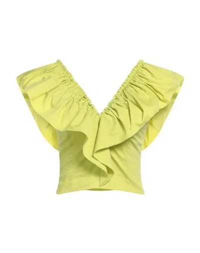 Nenette Woman Top Lime Green Size 2 Cotton, Polyamide, Elastane In Yellow