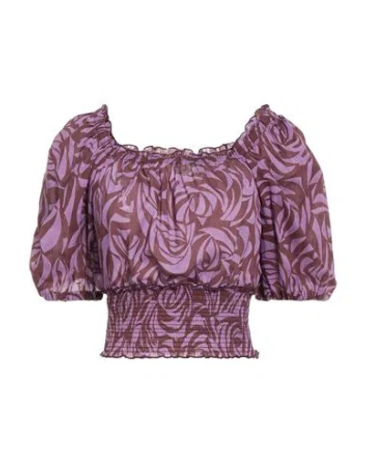 Nenette Woman Top Purple Size 4 Cotton