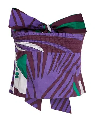 Nenette Woman Top Purple Size 4 Cotton In Multi