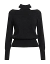 Nenette Woman Turtleneck Black Size M Alpaca Wool, Polyamide, Virgin Wool, Elastane In Black