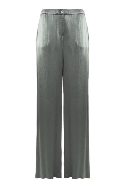 Nenette Crinkle-satin Wide-leg Trousers In Silver