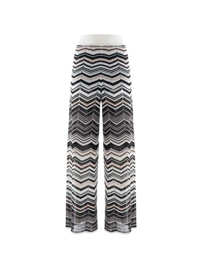Nenette Yova Zig-zag Knit Palazzo Pants In Multi