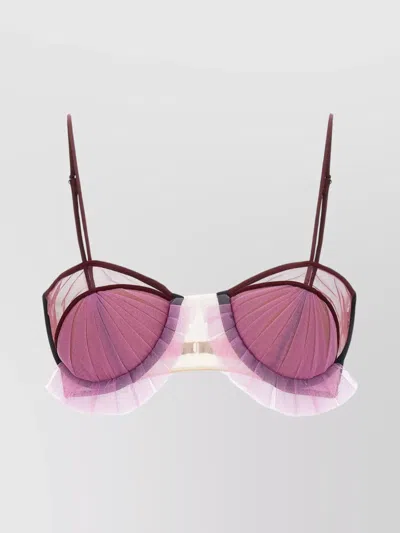 Nensi Dojaka Panelled Semi-sheer Bra In Purple