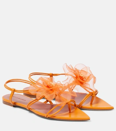 Nensi Dojaka Appliqué Leather Thong Sandals In Orange