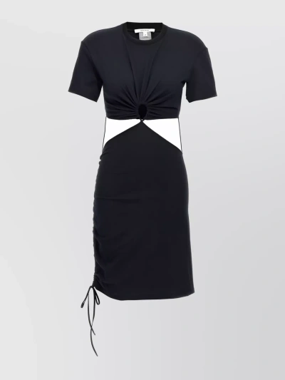 NENSI DOJAKA ASYMMETRIC CREW NECK DRESS WITH CUT-OUT AND KNOT DETAIL