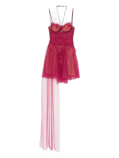 Nensi Dojaka Asymmetric Draped Mini Dress In Pink