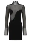 Nensi Dojaka Asymmetric Semi-sheer Mini Dress In Black