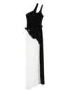 Nensi Dojaka Maxi Dress With Contrasting Tulle Panels In Black