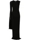 Nensi Dojaka Chiffon-detailed One-shoulder Jersey Maxi Dress In Black