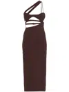 Nensi Dojaka Asymmetric Silk Midi Dress In Brown