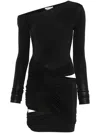 Nensi Dojaka Asymmetric-neck Mini Dress In Black