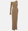 Nensi Dojaka Asymmetric Ruffled Maxi Dress In Green