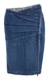 Nensi Dojaka Asymmetric-zip Cotton Midi Skirt In Medium Wash
