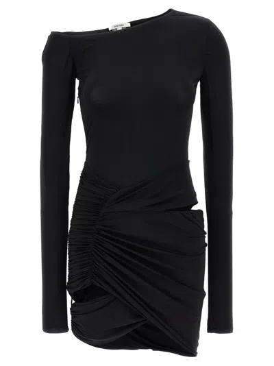 Nensi Dojaka Asymmetric-neck Mini Dress In Black
