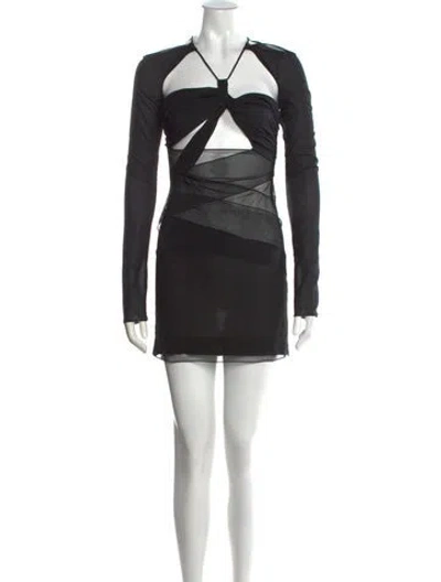 Pre-owned Nensi Dojaka Asymmetrical Mini Dress In Black
