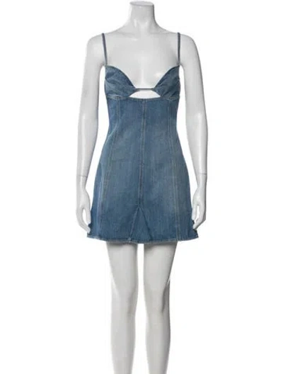 Pre-owned Nensi Dojaka Asymmetrical Mini Dress In Blue