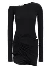 Nensi Dojaka Asymmetrical Draped Fitted Mini Dress In Black