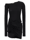 Nensi Dojaka Asymmetrical Draped Fitted Mini Dress In Black
