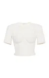 Nensi Dojaka Beatrice Cropped Cotton T-shirt In White