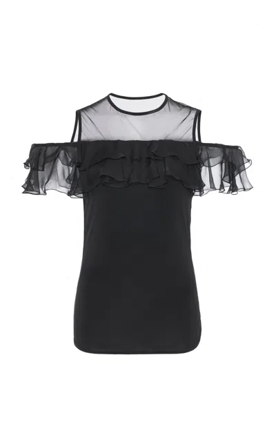 Nensi Dojaka Billie Frilled Sleevless Top In Black