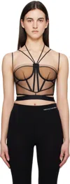 Nensi Dojaka Sheer Strappy Corset Top In Black