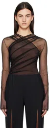 Nensi Dojaka Semi-sheer Gathered Top In Black/brown