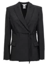 Nensi Dojaka Double Breast Drawstring Blazer Jacket Jackets Black In Black