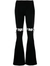 Nensi Dojaka Ribbed Waistband Flared Pant With Cut-out Lacing In Black