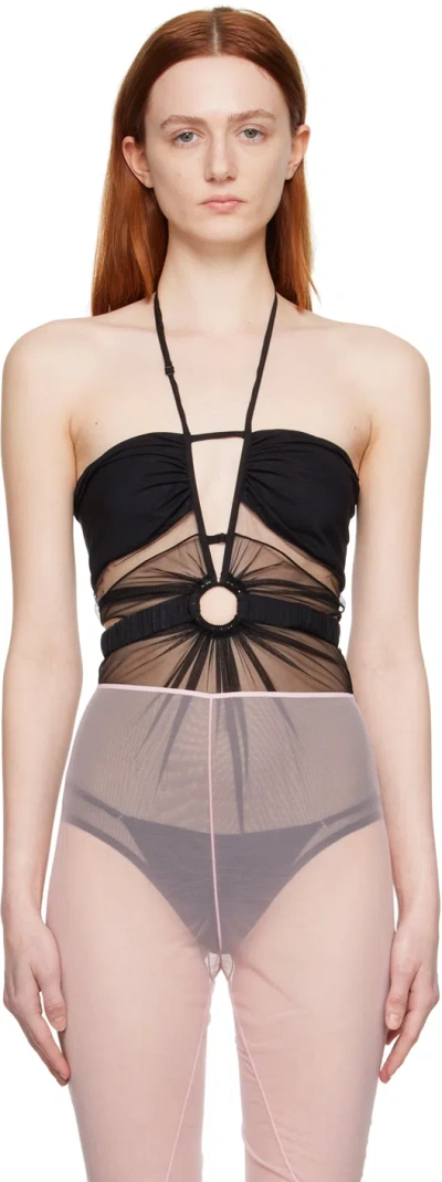 Nensi Dojaka Black Gathered Bodysuit